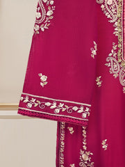 3 Piece - Pure Cotton Net Embroidered Suit S110187