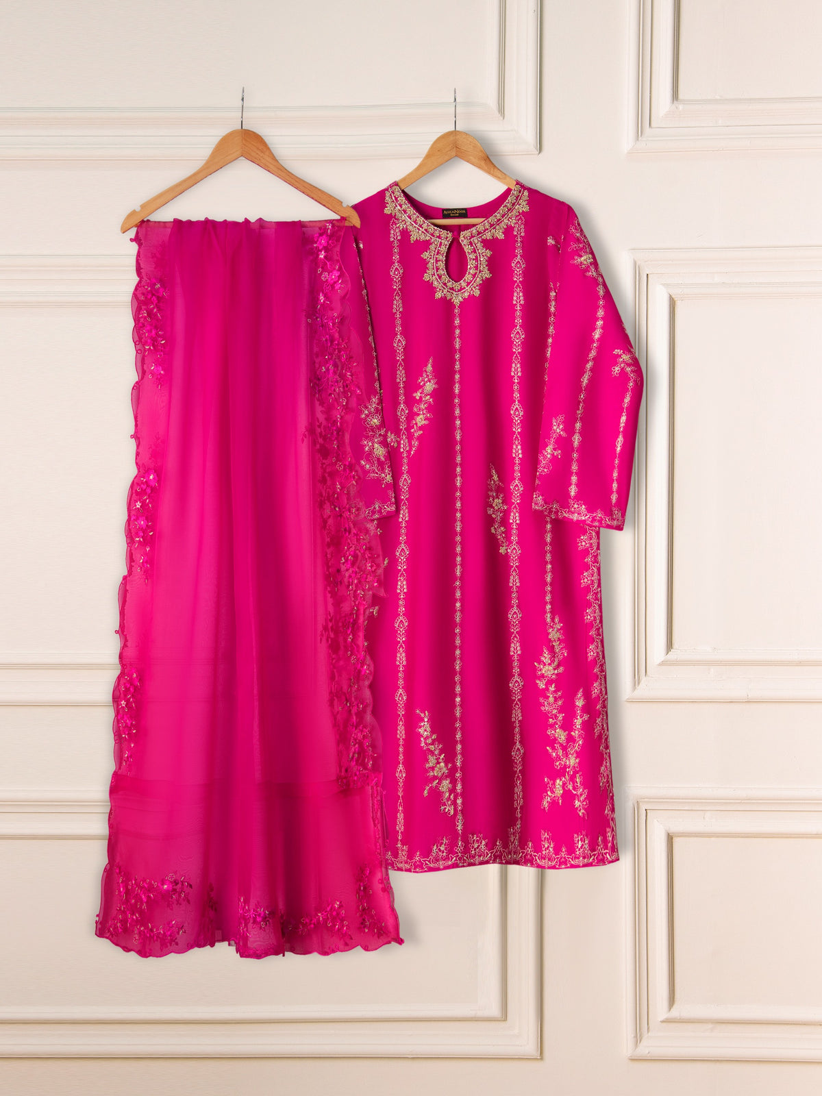 3 Piece- Pure Khaddi Silk Embroidered Suit S111232