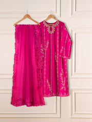 3 Piece- Pure Khaddi Silk Embroidered Suit S111232