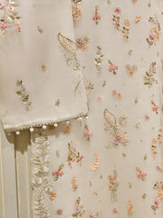 3 Piece - Pure Organza Embroidered Suit S111456