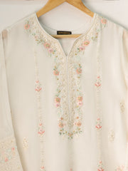 2 Piece- Pure Cotton Net Embroidered Suit S110731