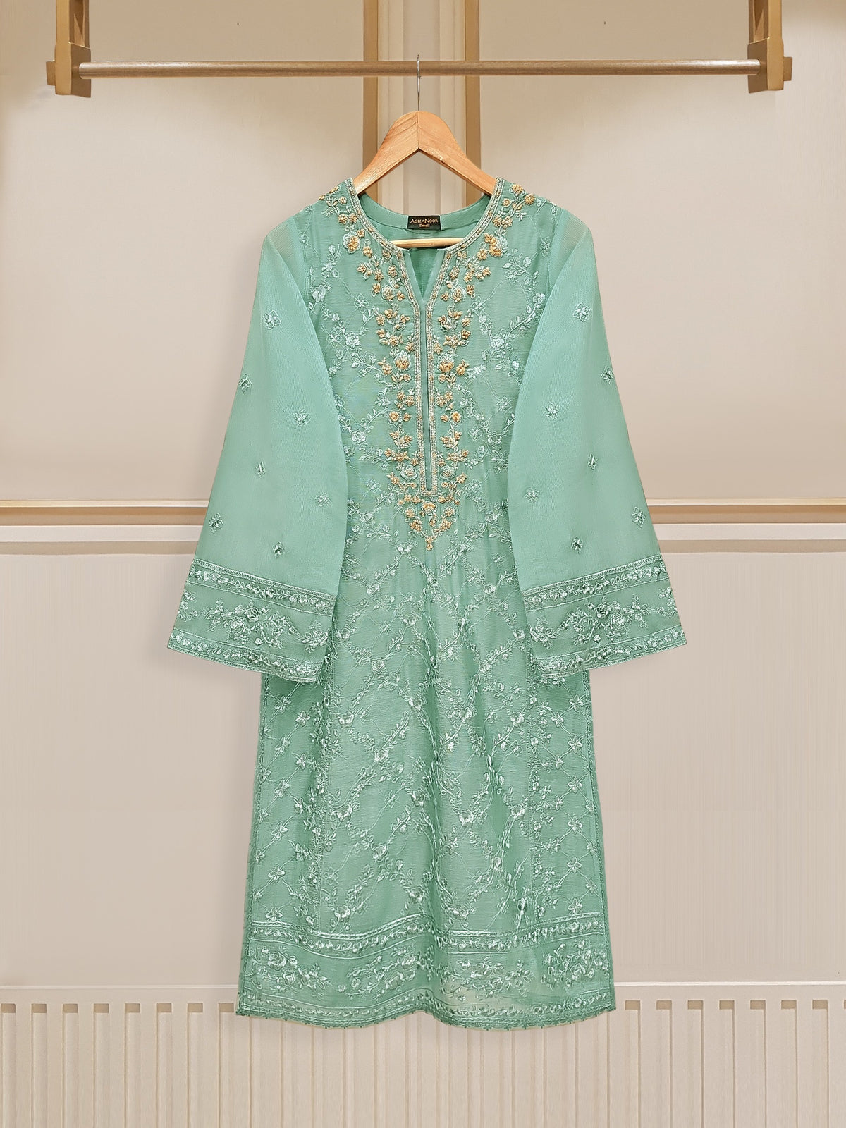 2 Piece - Pure Cotton Net Embroidered Suit S110191