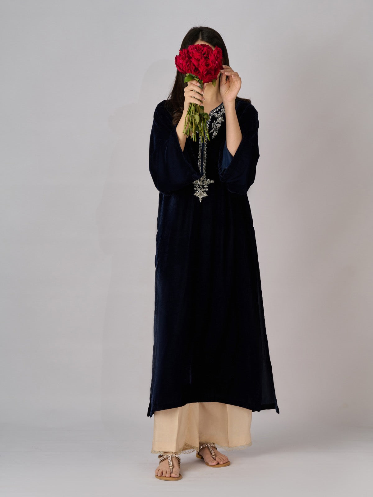 Embroidered Velvet Shirt S110329