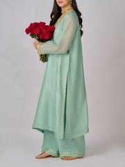 2 Piece - Pure Cotton Net Embroidered Suit S110333