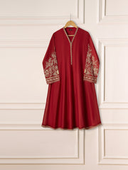 3 Piece - Pure Cotton Net Embroidered Frock S111259