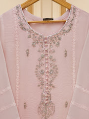 3 Piece - Pure Cotton Net Embroidered Suit S109564
