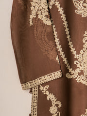 3 Piece- Pure Cotton Net Embroidered Suit S110759