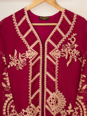 3 Piece - Pure Cotton Net Embroidered Suit S111506