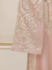 3 Piece - Pure Cotton Net Embroidered Suit S110076