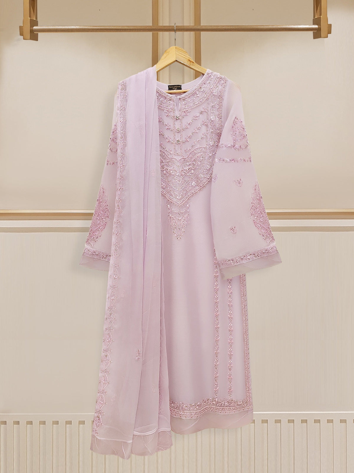 3 Piece - Embroidered Chiffon Suit S109844