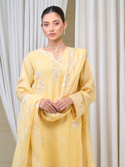 3 Piece - Pure Cotton Net Embroidered Suit S110120