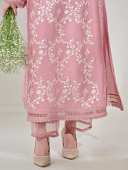 3 Piece- Pure Silk Net Embroidered Suit S110366