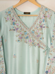 3 Piece- Pure Silk Net Embroidered Suit S111529