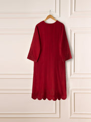 3 Piece- Pure Cotton Net Embroidered Suit S110884