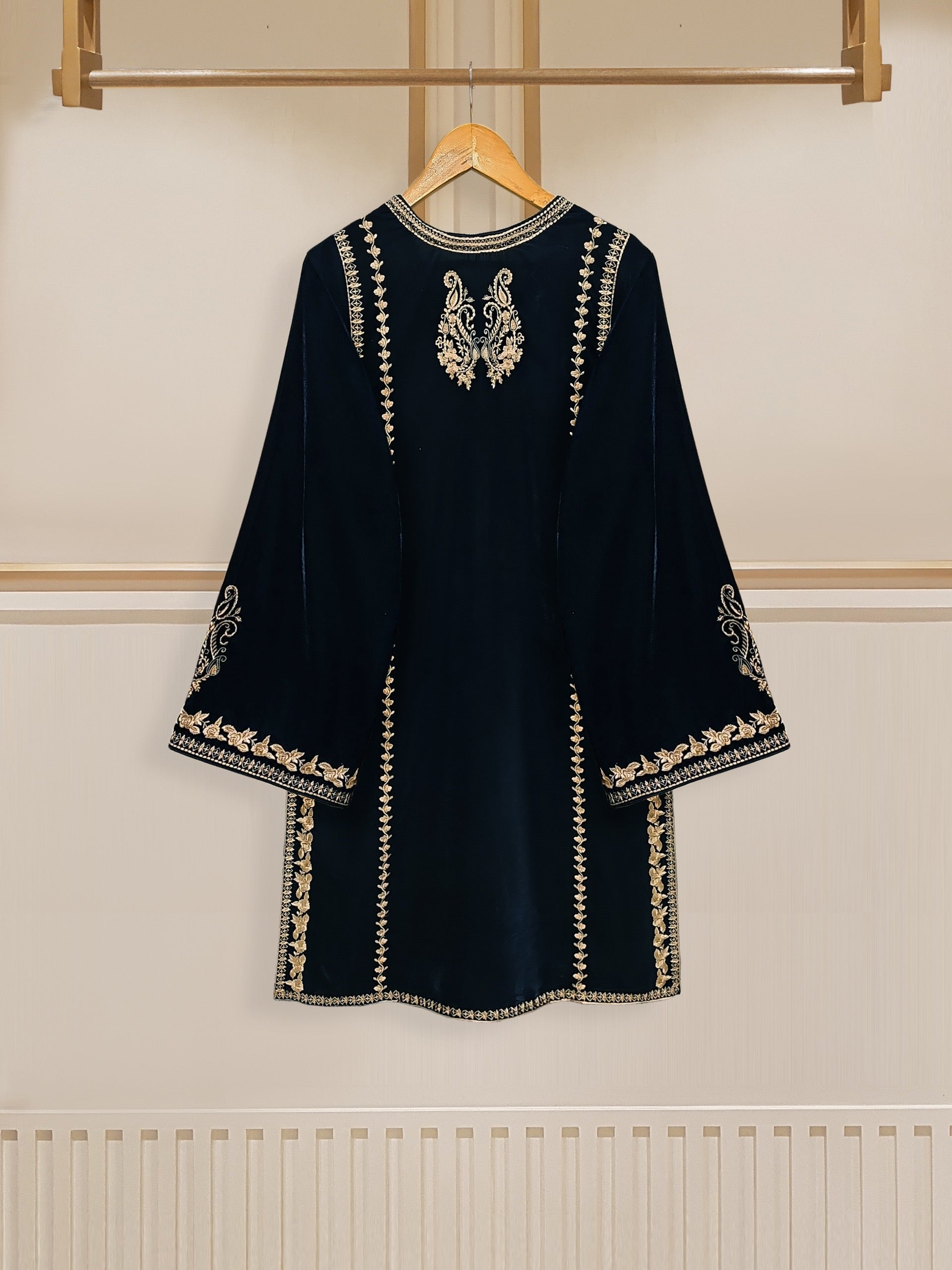 2 Piece- Embroidered Velvet Suit S110380 Aghanoorinternational 2 Piece- Embroidered Velvet Suit S110380 Aghanoorinternational