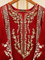 3 Piece - Pure Organza Embroidered Suit S109486