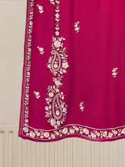 3 Piece - Pure Cotton Net Embroidered Suit S110187