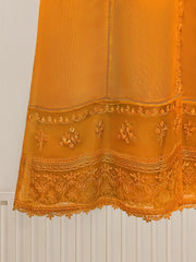 3 Piece - Pure Cotton Net Embroidered Frock S109936