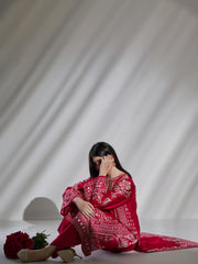 2 Piece- Pure Silk Net Embroidered Suit S110404