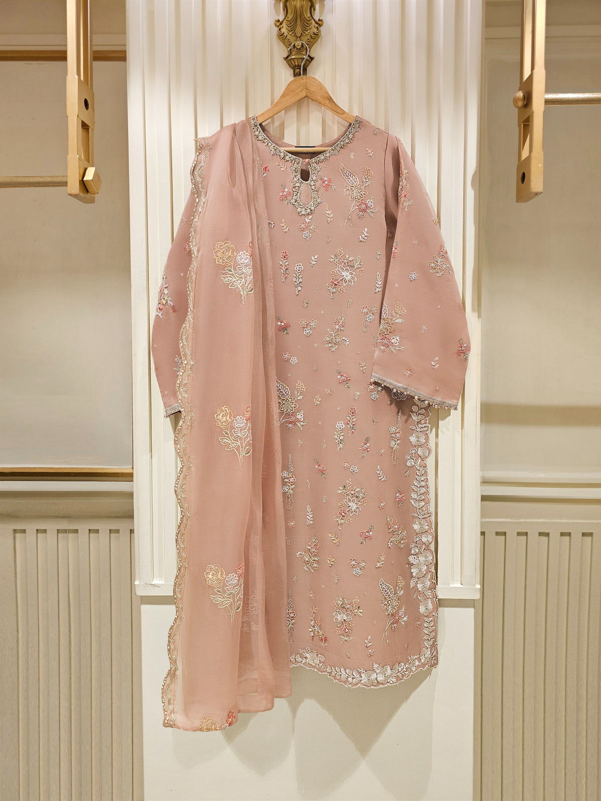 3 Piece - Pure Organza Embroidered Suit S111424