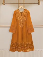 3 Piece - Pure Cotton Net Embroidered Frock S109936