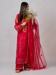 3 Piece - Pure Organza Embroidered Suit S110348