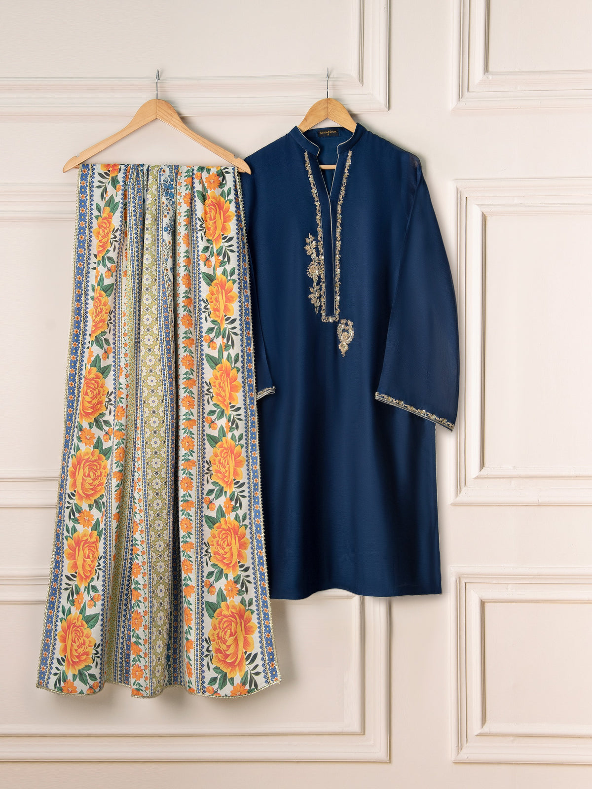 3 Piece- Pure Cotton Net Embroidered Suit S110928