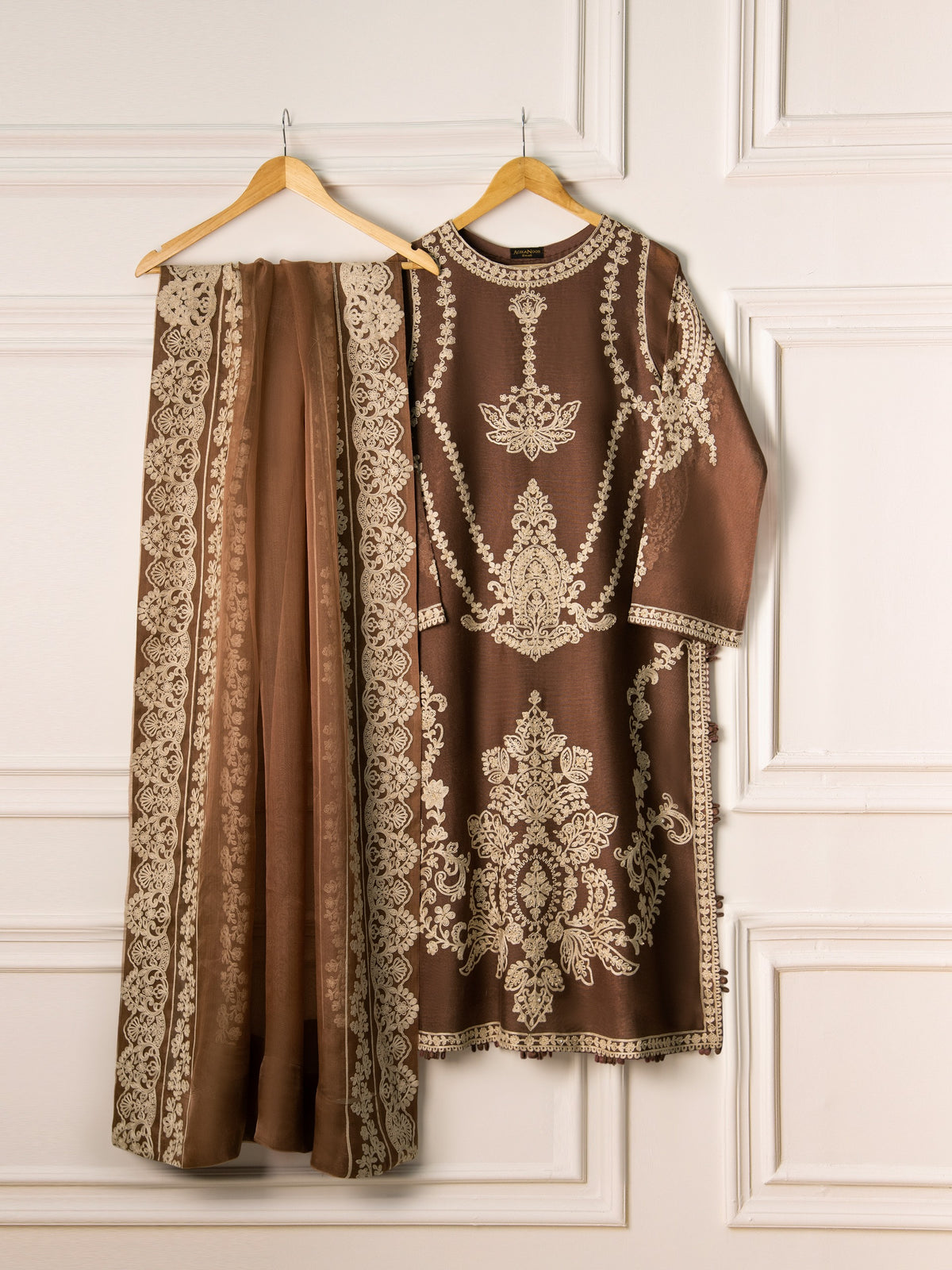 3 Piece- Pure Cotton Net Embroidered Suit S110759