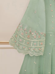 2 Piece - Pure Cotton Net Embroidered Frock S109632