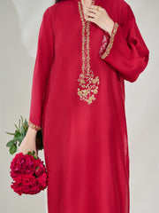 3 Piece- Pure Silk Net Embroidered Suit S110376