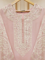 3 Piece - Pure Cotton Net Embroidered Suit S110076