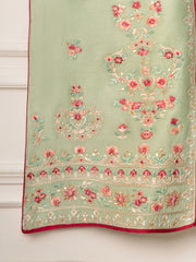 2 Piece- Pure Silk Net Embroidered Suit S111154