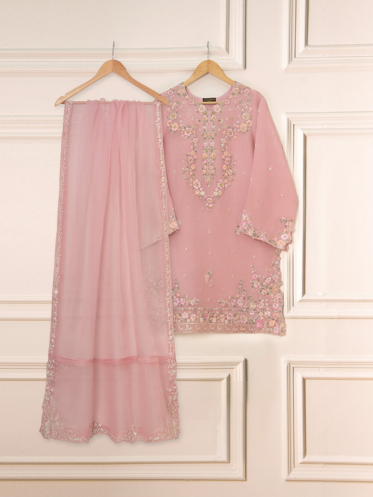 3 Piece - Pure Organza Embroidered Suit S111498
