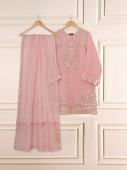 3 Piece - Pure Organza Embroidered Suit S111498