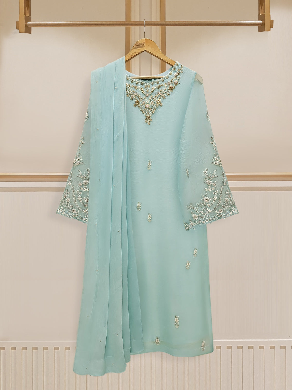 3 Piece - Embroidered Chiffon Suit S109777