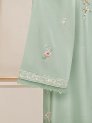 3 Piece - Pure Embroidered  Raw Silk Suit S110142