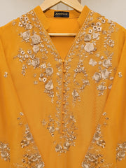 3 Piece - Pure Cotton Net Embroidered Suit S109935