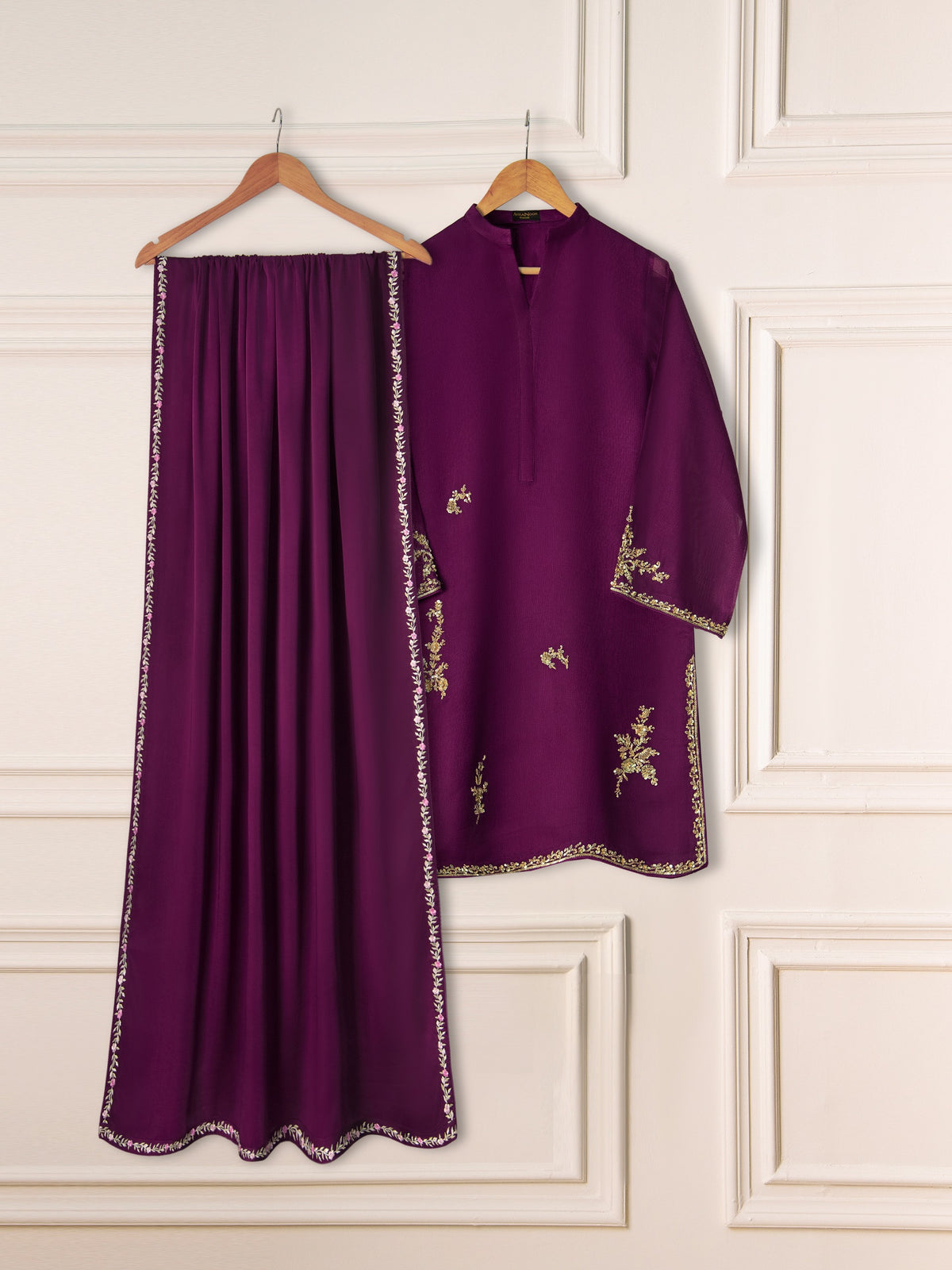 3 Piece- Pure Cotton Net Embroidered Suit S111238