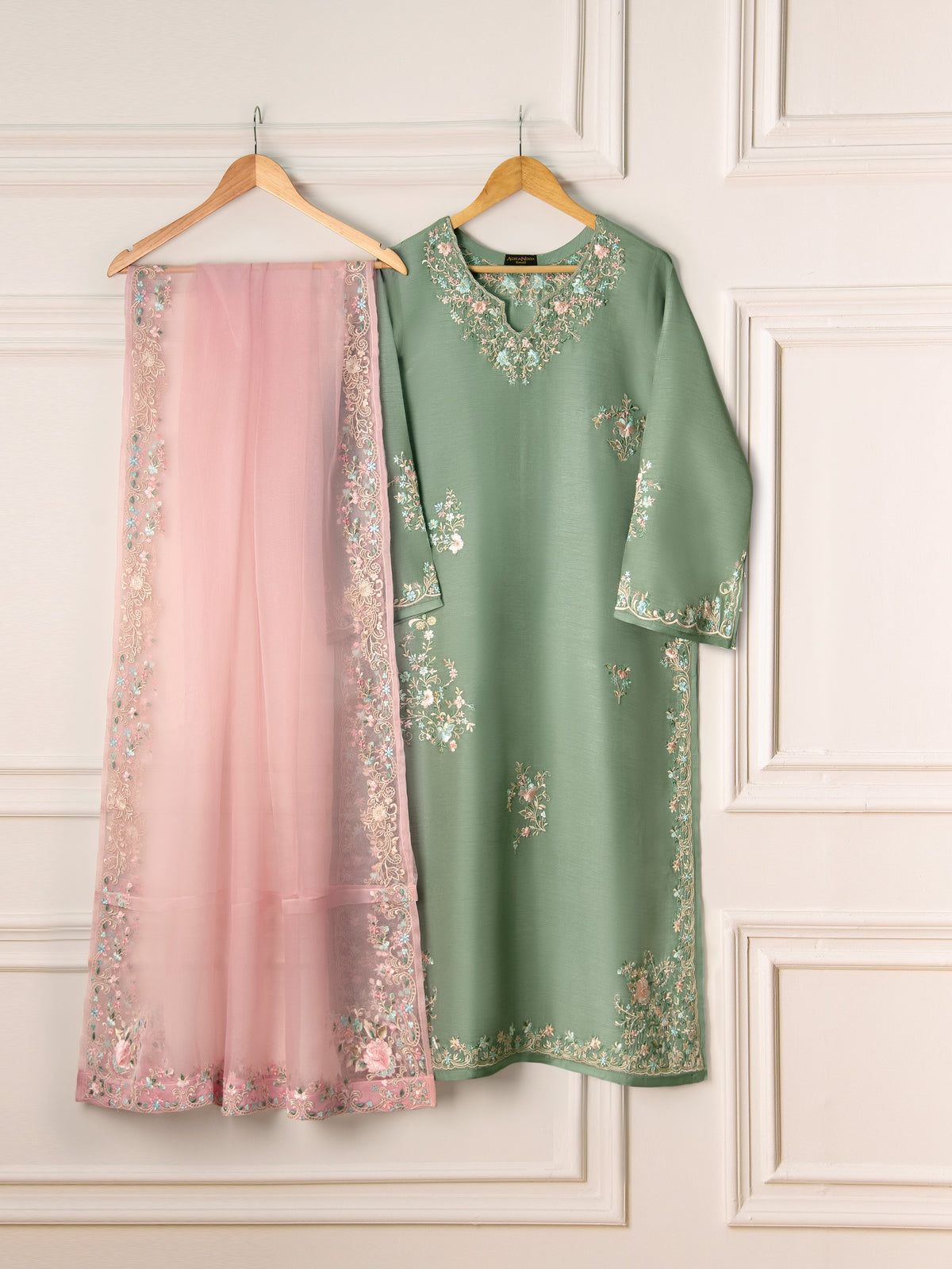 3 Piece- Pure Korean Silk Embroidered Suit S111015