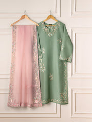 3 Piece- Pure Korean Silk Embroidered Suit S111015