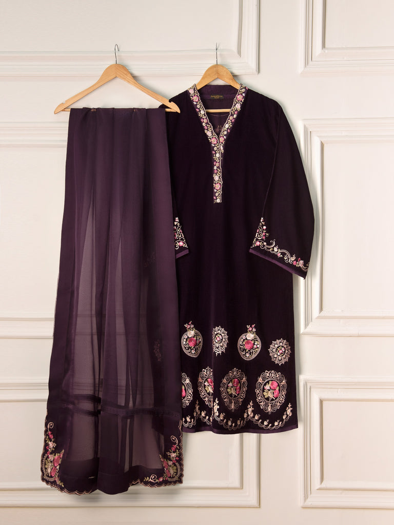 3 Piece- Embroidered Velvet Suit S110833 Aghanoorinternational 3 Piece- Embroidered Velvet Suit S110833 Aghanoorinternational