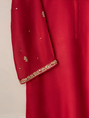 3 Piece - Pure Cotton Net Embroidered Suit S110684