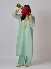2 Piece - Pure Cotton Net Embroidered Suit S110333