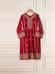 2 Piece- Pure Silk Net Embroidered Suit S110681