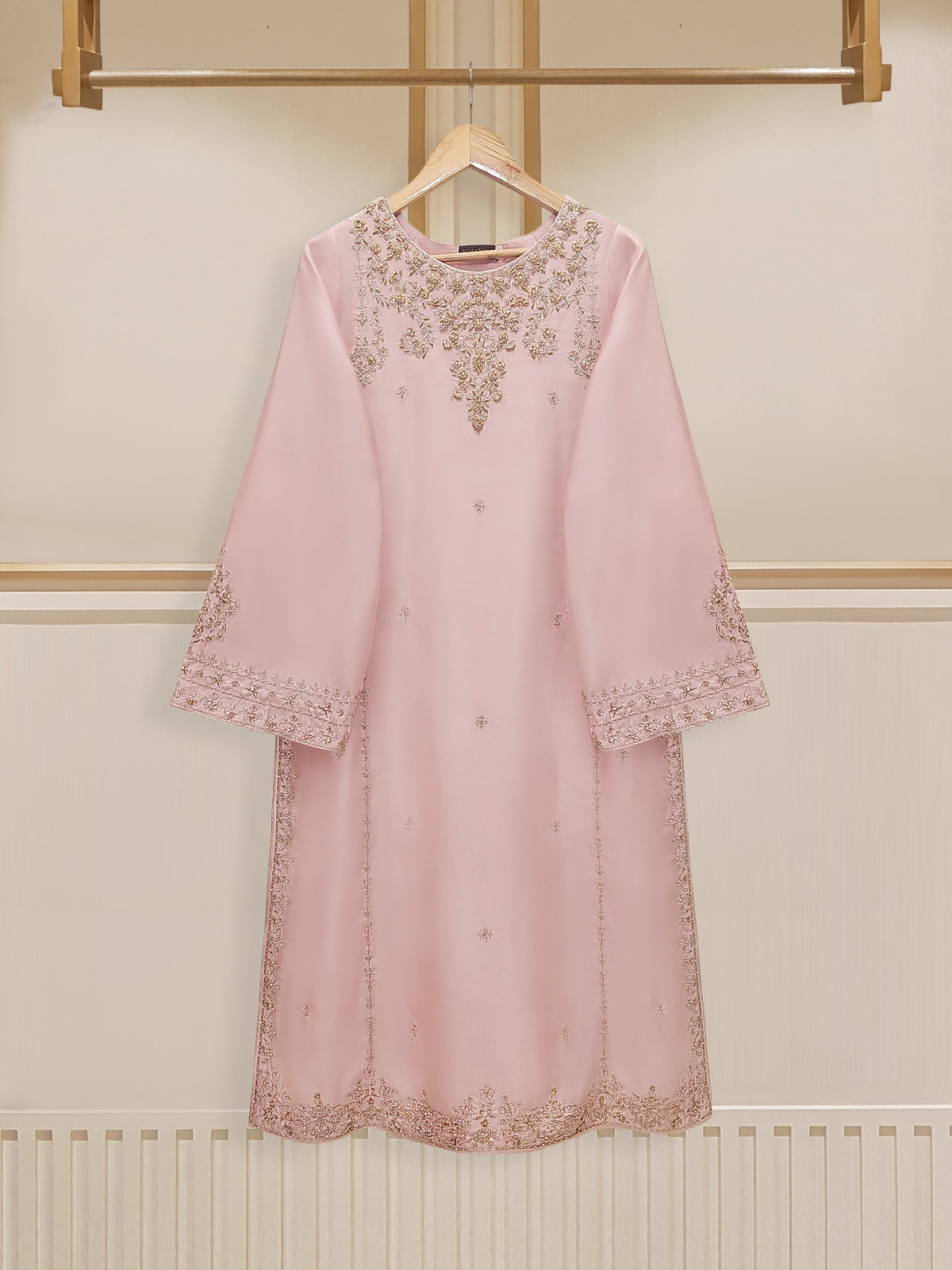 2 Piece- Pure Silk Net Embroidered Suit S110262