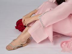3 Piece- Pure Silk Net Embroidered Suit S110340