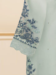 3 Piece - Pure Organza Embroidered Suit S109311