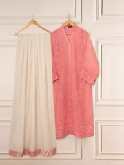 3 Piece - Pure Cotton Net Embroidered Suit S111306