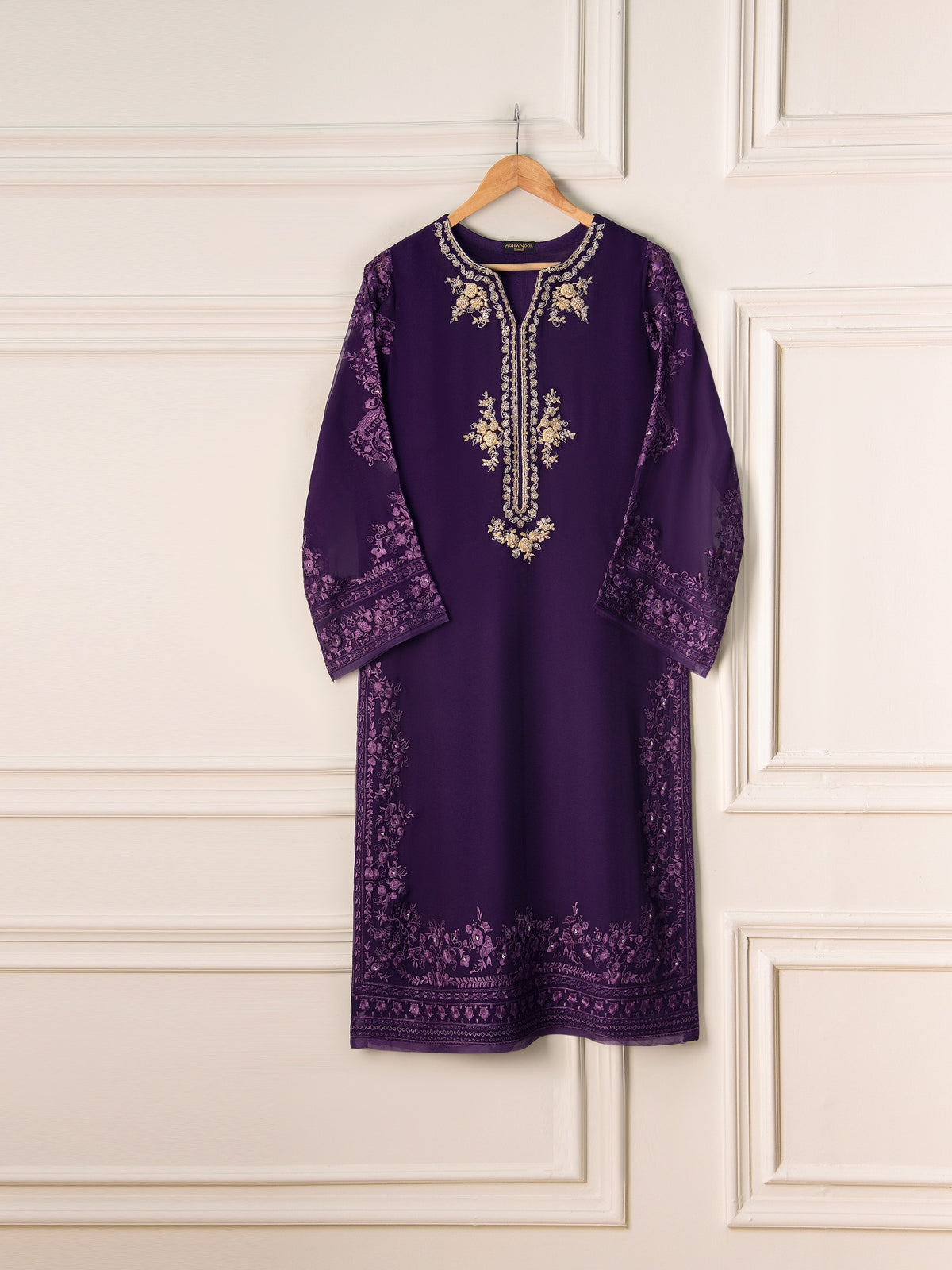 2 Piece - Pure Chiffon Embroidered Suit S110971