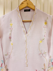 3 Piece - Pure Cotton Net Embroidered Suit S111361